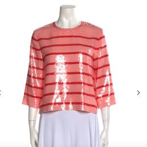 Kate Spade Striped Crew Neck Sequin Crop Top
